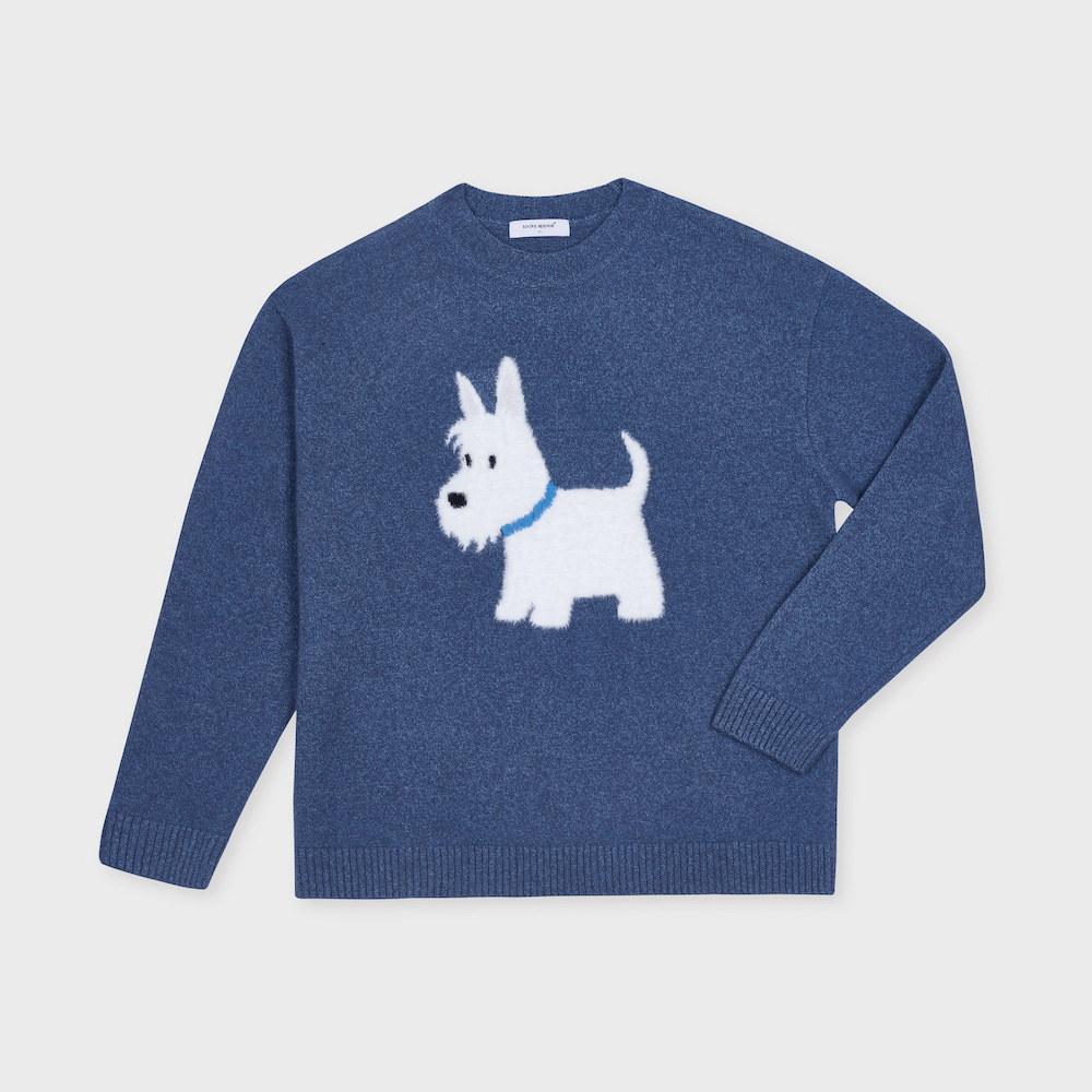 wool pullover white terrier blue