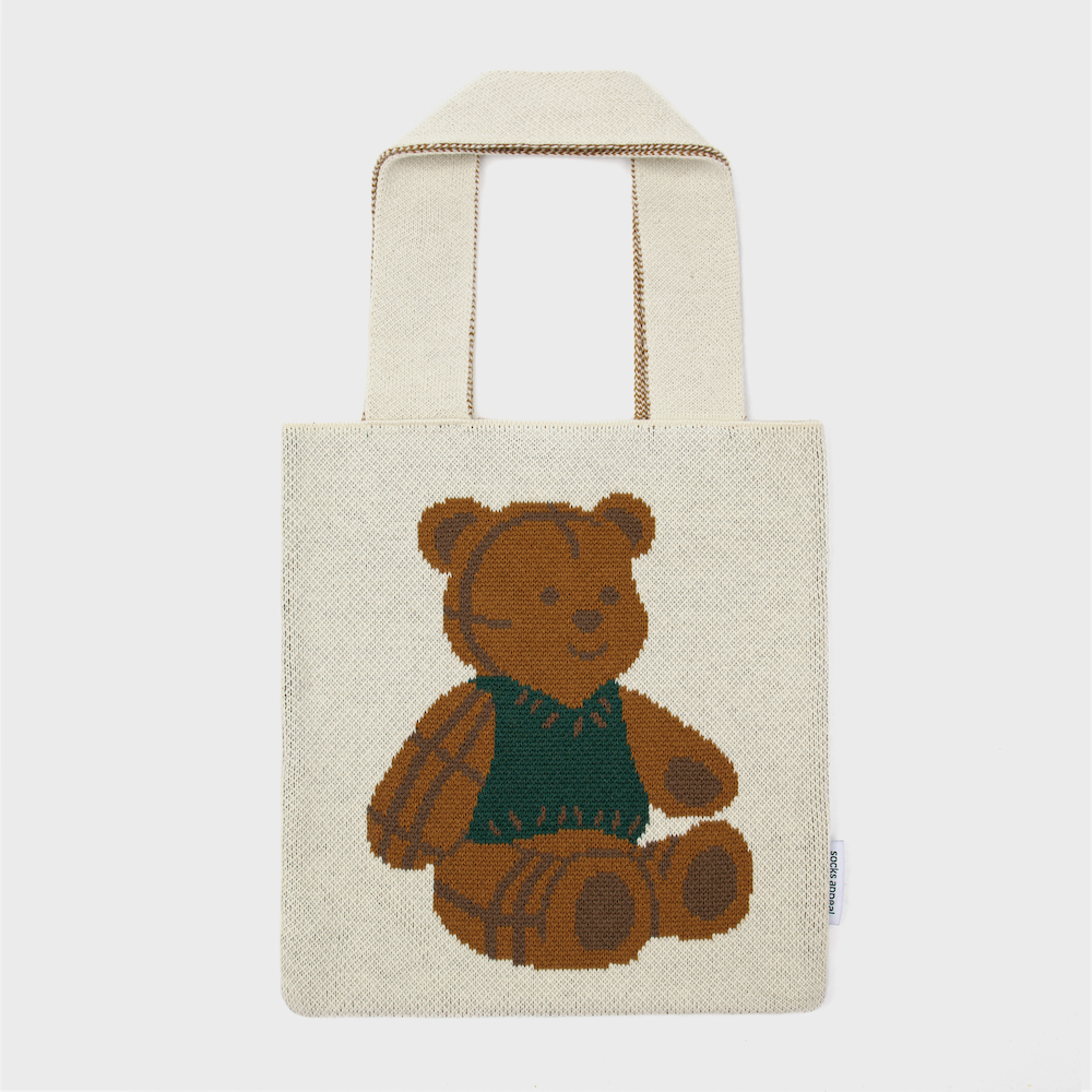 knit bag teddy bear