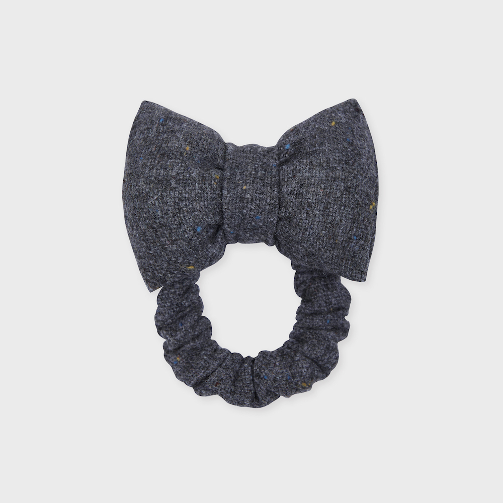 wool padding ribbon hair scrunchie grey