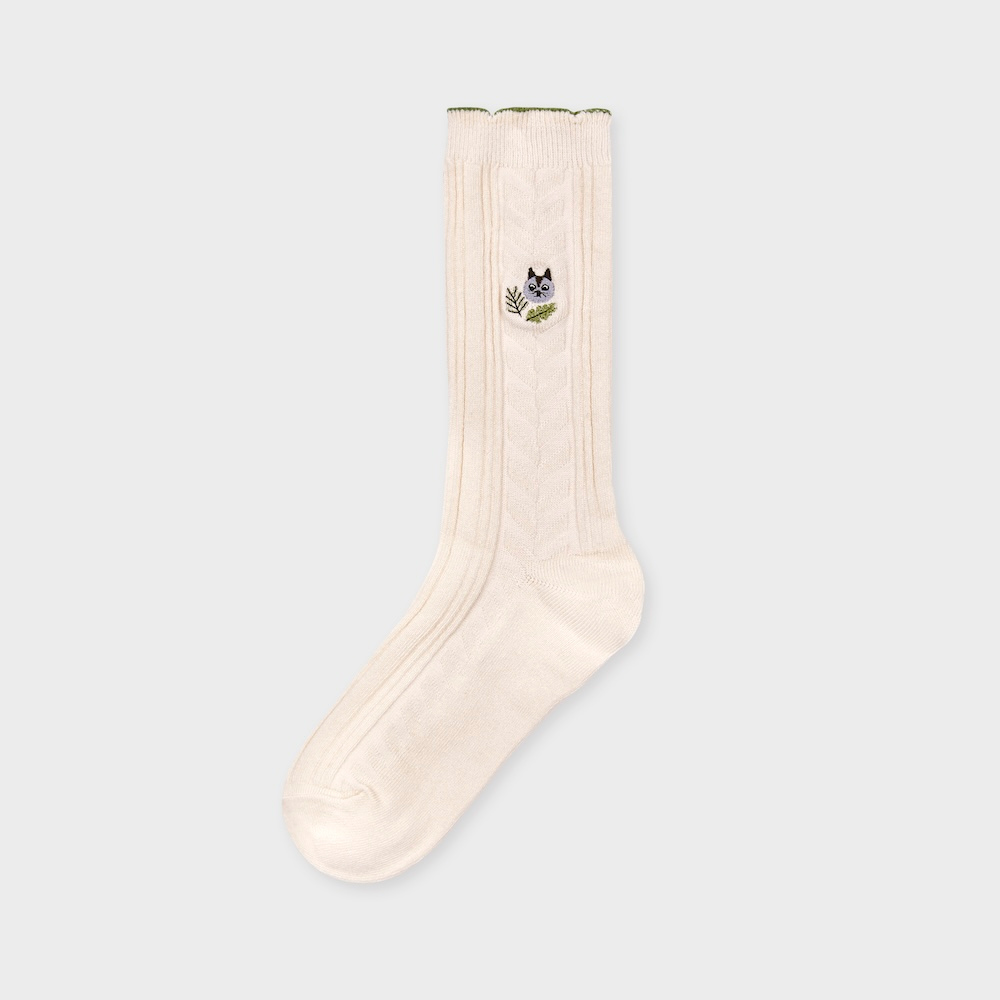 socks cream color image-S1L10