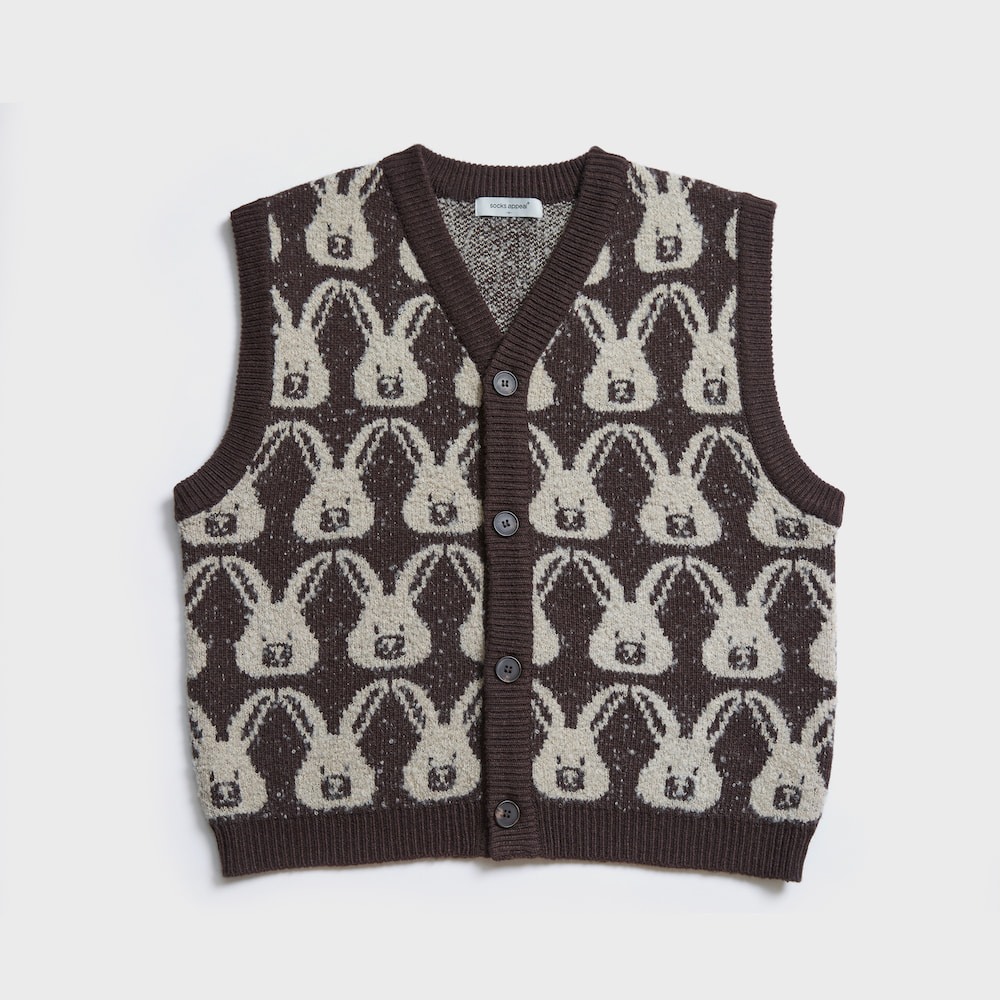 button boucle vest rabbit brown