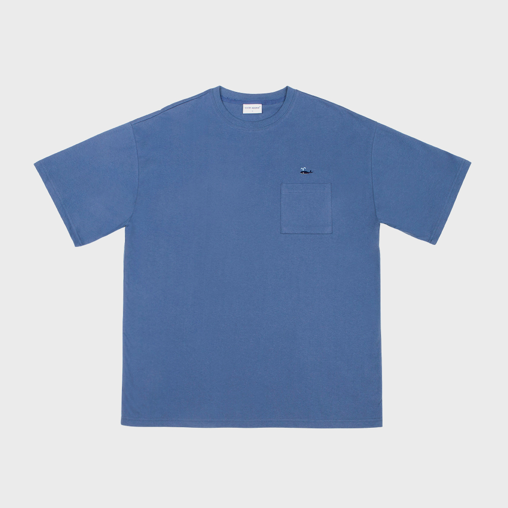 pocket t shirt whale blue