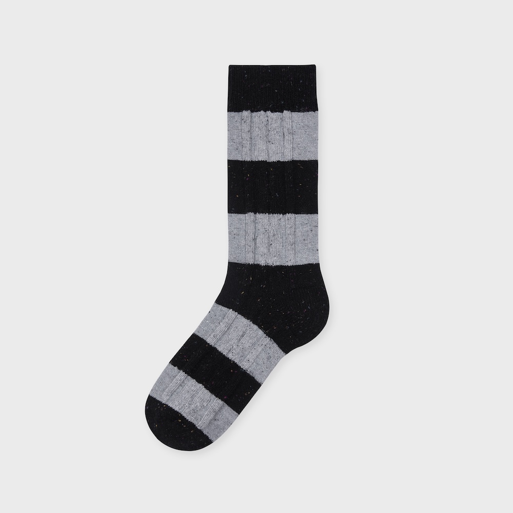 wool cable bold stripe nep black