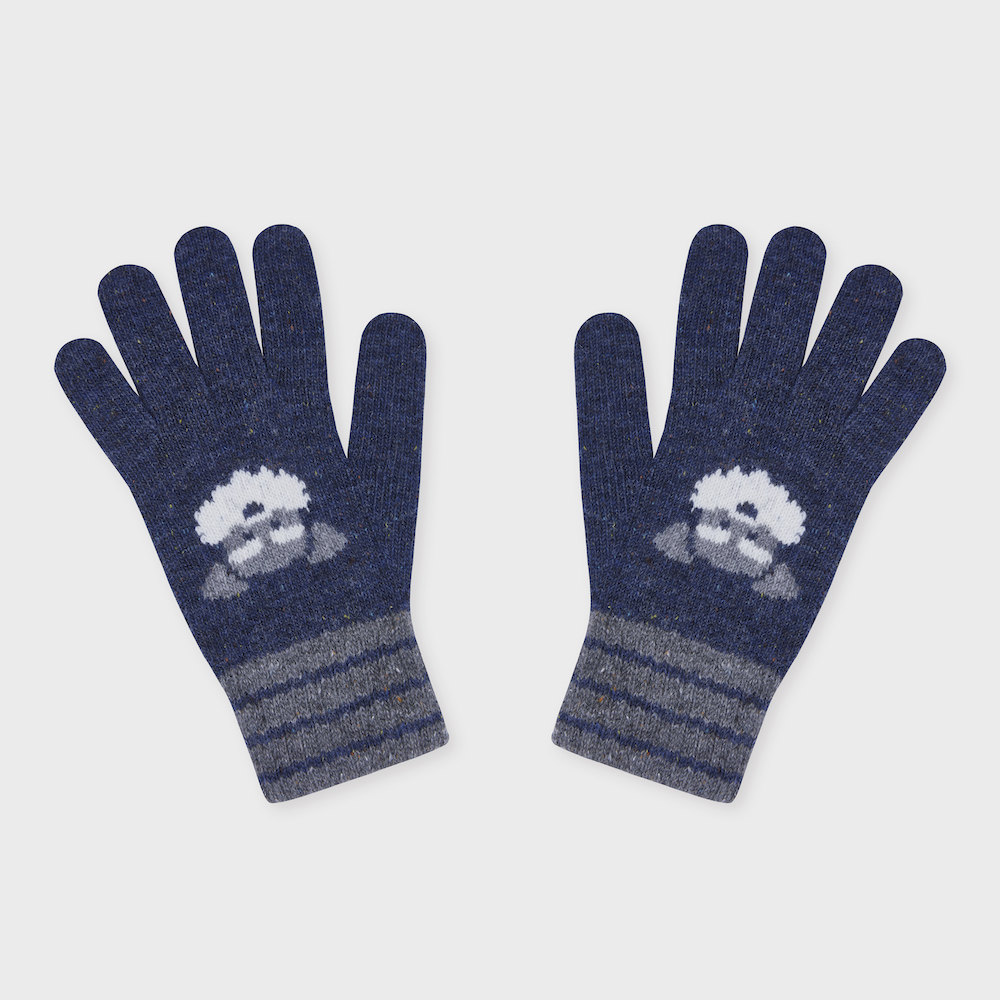 wool gloves schnauzer navy