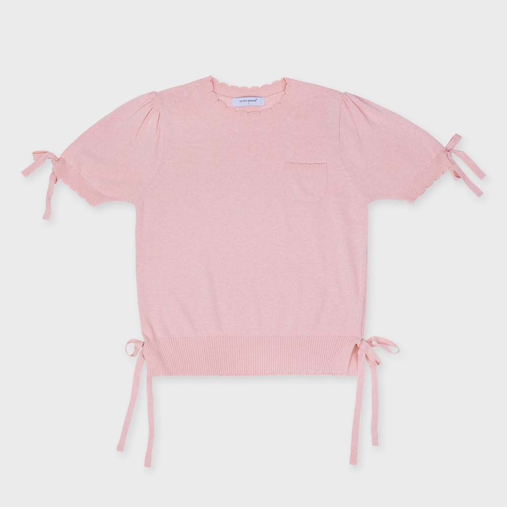 short sleeved tee baby pink color image-S1L8